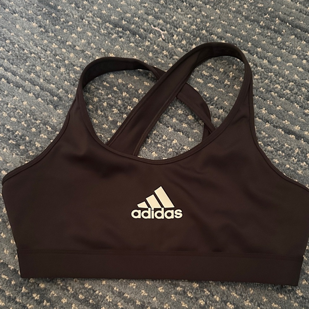 Adidas Women's Dark Gray Sports Bra with Logo